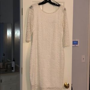 white quarter sleeve lace dress